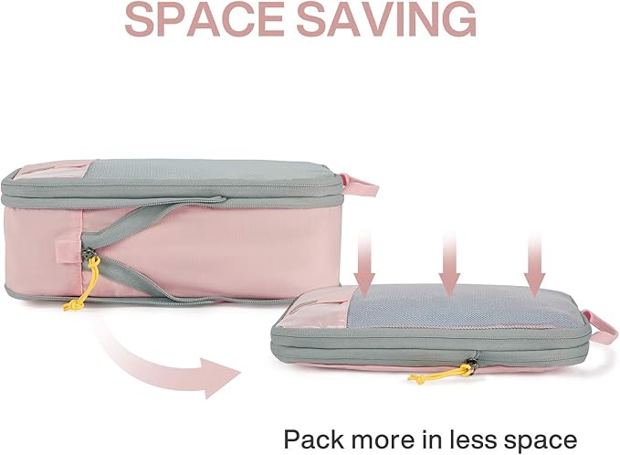 BAGSMART 6 Set Compression Packing Cubes - Lightweight Travel Essentials, Durable Luggage Organizer