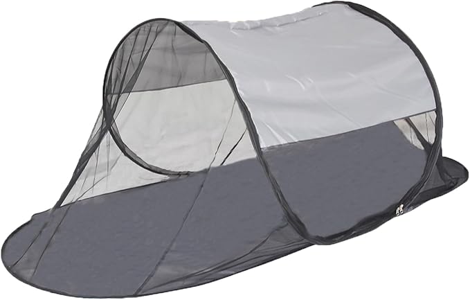 CMINGJ Large Pop Up Mosquito Tent, Portable Foldable Mosquito Net with Bottom for Bed, Camping, Travel, Patio, Suitable for Outdoor Indoor (78 * 28 * 27inch) (Gray Bottom & Gray Top)