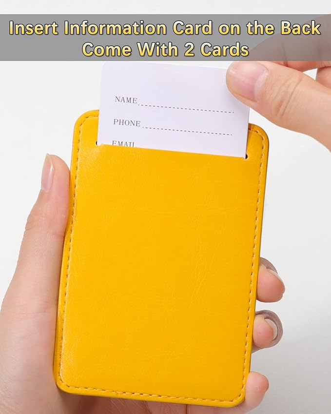 Teskyer Luggage Tags, 3 Pack Premium PU Leather Luggage Tags for Suitcases, Privacy Protection Travel Bag Tags, Yellow