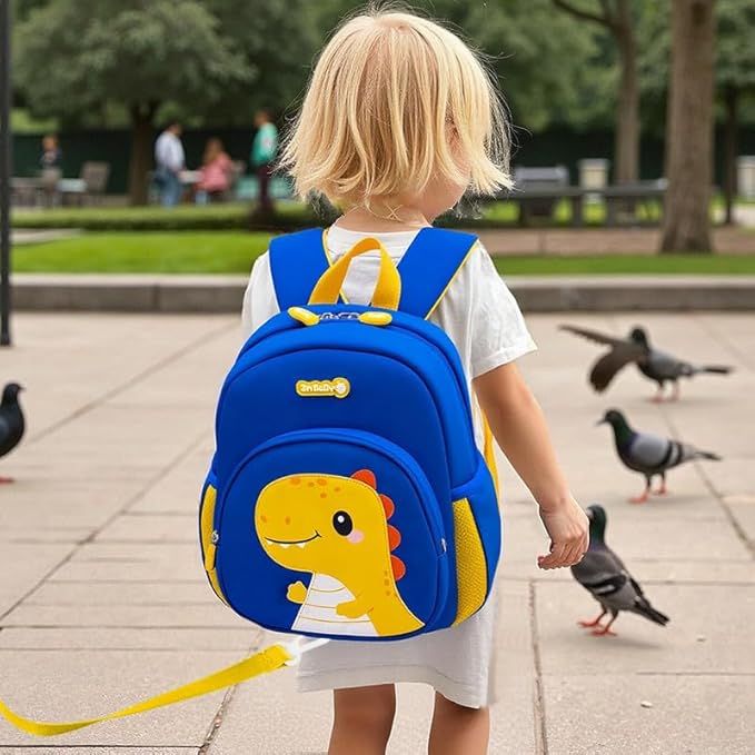 Padgene Toddler Harness Backpacks Safety Leash Kids Anti Lost Kindergarten Preschool Backpack Neoprene Lightweight Animal Schoolbag 3D Cartoon Dinasour Mini Travel Bag for Boys Girls Ages 3-5