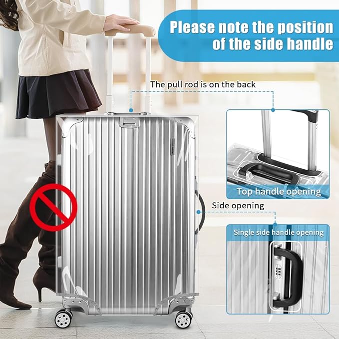 Yotako Clear PVC Suitcase Cover Tough Protector, 30 Inch Luggage Covers for Wheeled Suitcase 30"