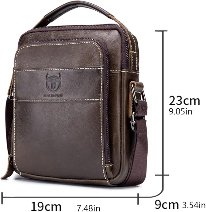 KPYWZER Genuine Leather Shoulder Bag Small Men Messenger Pack Handbag Sling Crossbody Bag Man Purse for Business