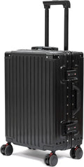 UrbanExporer 24 Inch Check In Hardside Zipperless Luggage with TSA Locks – Aluminum Frame Suitcase with Spinner Wheels, Cup Holder, Lightweight Travel Luggage for Business & Leisure Trips, Black