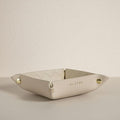 OLETHA Small Foldable Valet Tray - Aesthetic Desk Organizer for Home, Office & Travel - Portable Catch All Bowl for Keys, Jewelry & Essentials - Woven Textured, Beige
