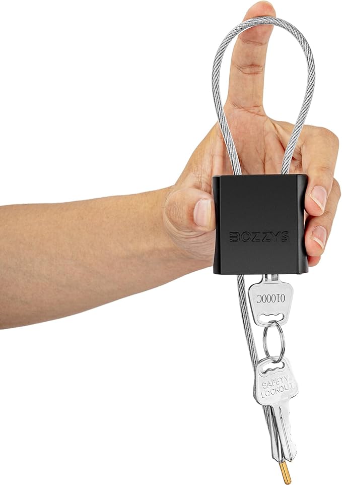 Adjustable Cable Padlock with 3 Keys | 1.15ft L x 1/6in D Aluminum Steel Cable Locks for Bikes, Gate, Lockers & Outdoor Gear | Keyed Different & Black