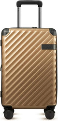LUGGEX Luggage with Spinner Wheels, Polycarbonate Expandable Hard Shell Suitcase, Carry On 20 Inch, Champagne