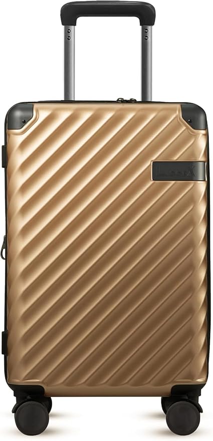 LUGGEX Luggage with Spinner Wheels, Polycarbonate Expandable Hard Shell Suitcase, Carry On 20 Inch, Champagne