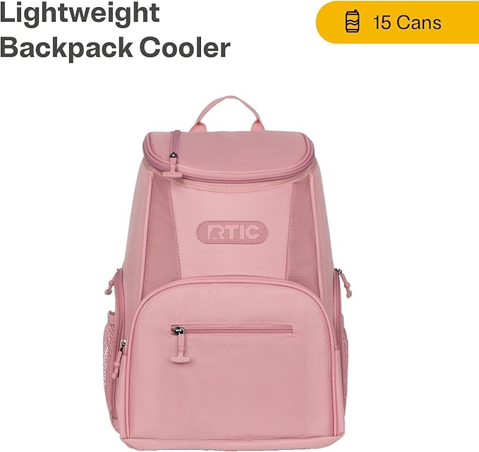 RTIC 15 Can Lightweight Backpack Cooler Soft Insulated Portable Bag for Lunch, Beach, Drink, Beverage, Travel, Camping, Picnic, Car, Hiking,