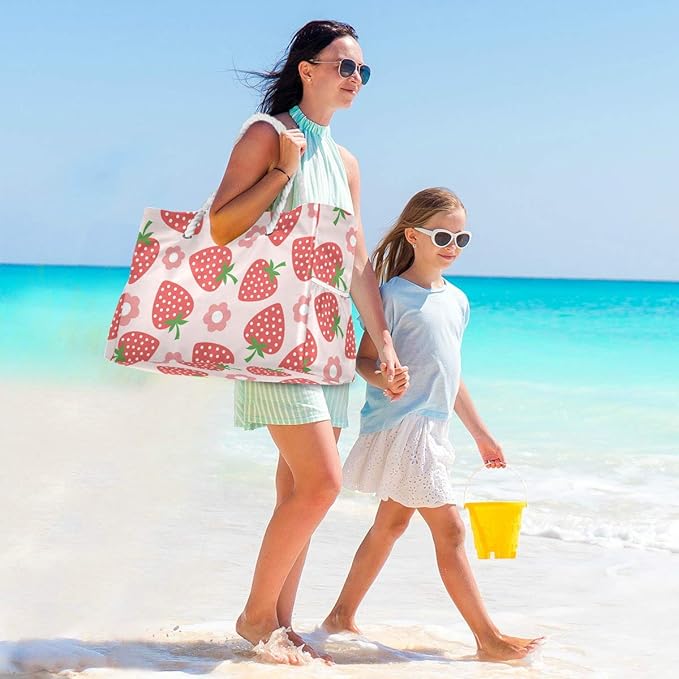 senya Large Beach Bags Totes Canvas Tote Shoulder Bag Soft Wave Water Resistant Bags for Gym Travel Daily Ocean