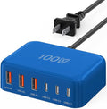 USB C Fast Charger, 100W GaN 6 Port Type C Charging Station Hub Block Cube, USB C Wall Charger Power Strip Adapter Plug for iPad iPhone 17 16 15 14 13 12 Pro Max Pixel Note Galaxy, 5ft Cord