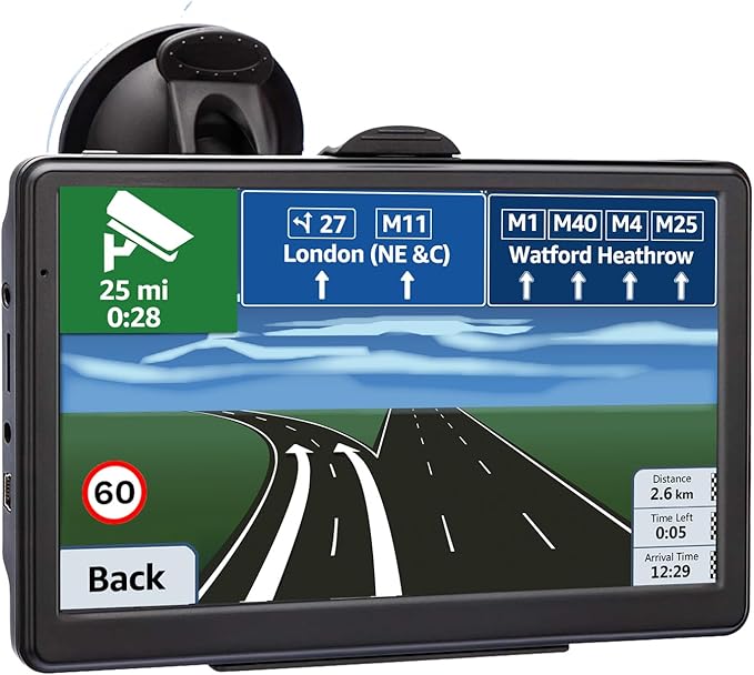 GPS Navigation for Car, 2025 Map 7 inch Touch Screen Car GPS, Voice Turn Direction Guidance, Support Speed and Red Light Warning, Pre-Installed North America Lifetime map Free Update