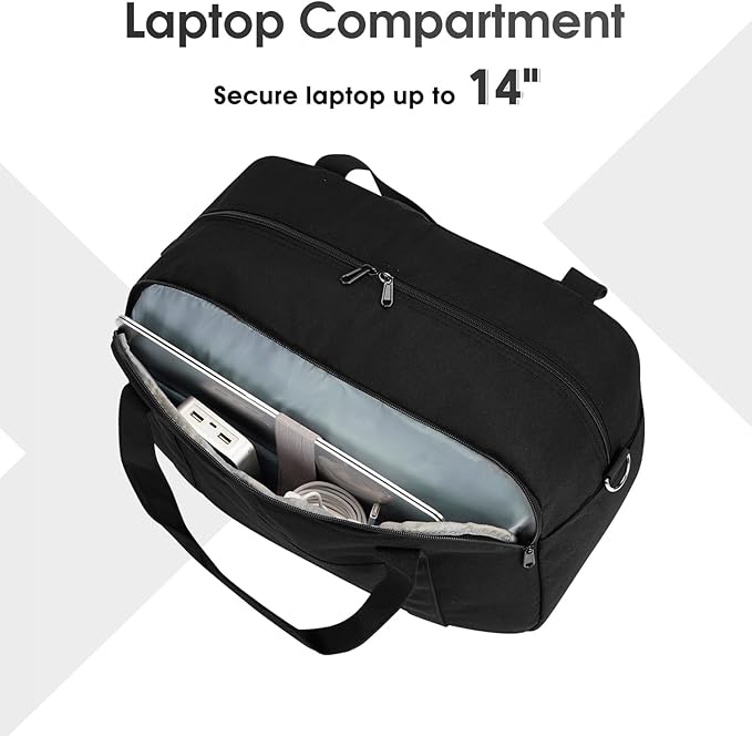 Narwey 18" Carry on Bag with Laptop Compartment 14 Inch Travel Duffel Bag for Spirit Airlines Personal Item Bag Overnight Weekender Bag with Wet Pocket for Women and Men (Black)