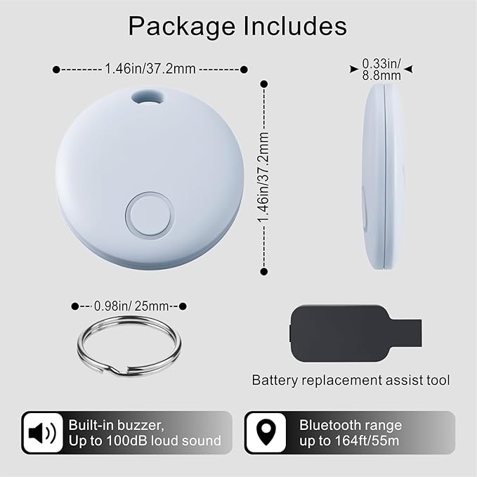 Air Tracker 4 Pack, Smart Bluetooth Tracker Works with Apple Find My (iOS Only), Item Finder Trakcer Tag Locator for Keys, Luggage, Backpack, IP67 Waterproof, Blue