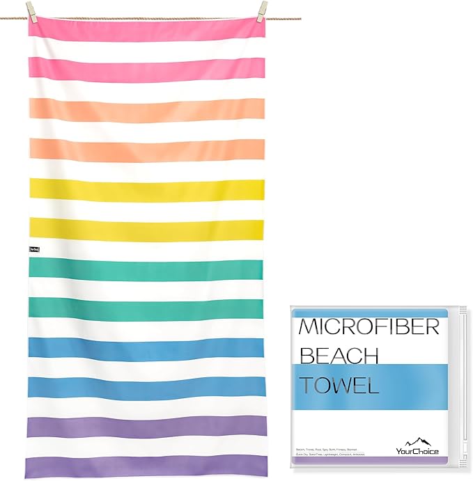 Your Choice Microfiber Quick Dry Sand-Free Beach Towel for Adults & Kids (67x35 Inch, 60x30 Inch) - Oversized, Compact, Lightweight, Absorben