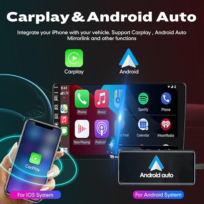 Kunfine Car CarPlay Android Auto Navigation Stereo GPS Radio Reverse Camera Display 9" IPS Touchscreen Headunit Tablet Pad Media Player for Subaru Forester 2007-2013, if Applicable Quad Core 4G+64G