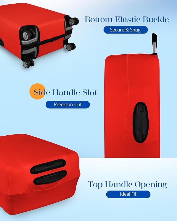 Slohif Luggage Cover for Suitcase Tsa Approved Protector - Luggage Sleeve Suit Case Cover Travel Stretch Large Baggage Case Protective Washable Fit 22-24 Inch Red