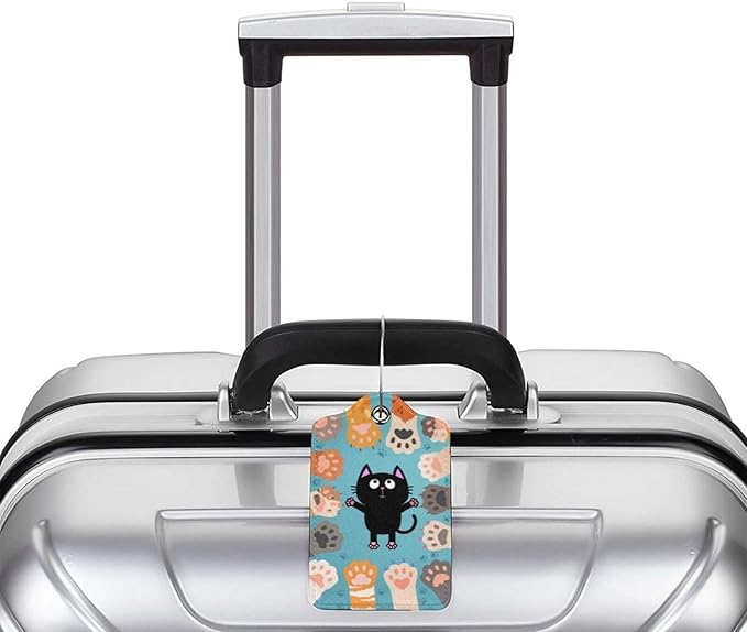 2 Pack Luggage Tags for suitcases Cute Cat Luggage Tag, Leather Stainless Steel Loop Label Tag for Men Women Travel Bag Suitcase(cat Claws)