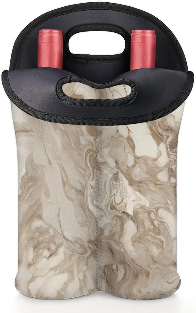 Wine Carrier Tote Personalized Bag for 2 Bottles - Neoprene Wine Bottle Holder with Carry Handle, Wine Protective Bag Insulated Bag Beer Cans Water Bottle Holder for Travel Picnic,Style1