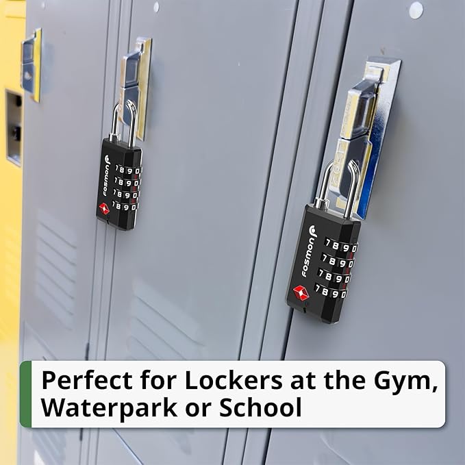 Fosmon TSA Approved Locks for Luggage, Suitcase, Heavy Duty Gun Safe Lock for Gun Case, 4 Digit Shackle Combination Padlock for Travel, Backpack Zipper Anti Theft, Gym Locker, Pistol, Handgun
