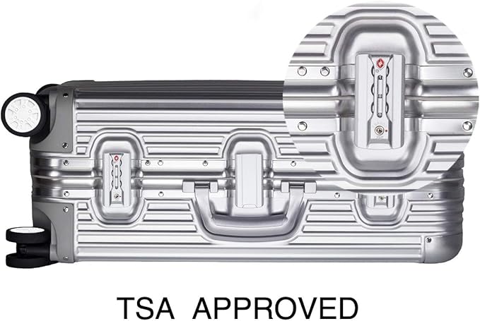 TRAVELKING All Aluminum Luggage Zipperless Hard Shell Suitcase with TSA Lock Spinner Wheels Lightweight Metal Alloy Suitcases (Silver, 24 inch)