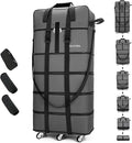 Expandable Foldable Luggage, 42'' Suitcase With Spinner Wheels, Rolling Duffle Bag with Wheels and Handle, Collapsible Luggage, With 2 Handle Wrap and 2 Fixing Straps, 1 Shoulder Strap (Grey)