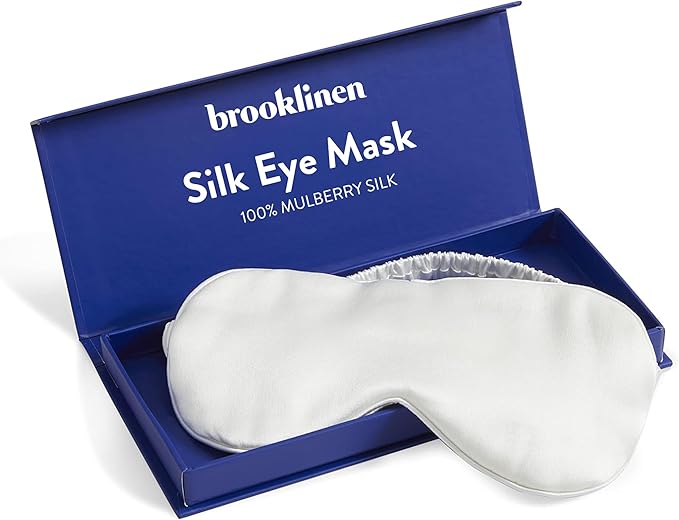 Brooklinen Silk Eye Mask for Sleeping – Ivory, 100% Mulberry Silk Sleep Mask with Soft Elastic Strap, Machine Washable, Breathable & Cool-to-The-Touch – Ideal for Sleeping & Traveling