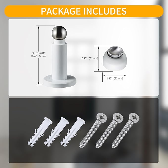 Door Stoppers – Heavy Duty Magnetic Door Stopper for Wall & Bottom of Door – Premium Adjustable Door Stop with Heavy-Duty Windproof Design, Constructed with SUS304 Stainless Steel (White)