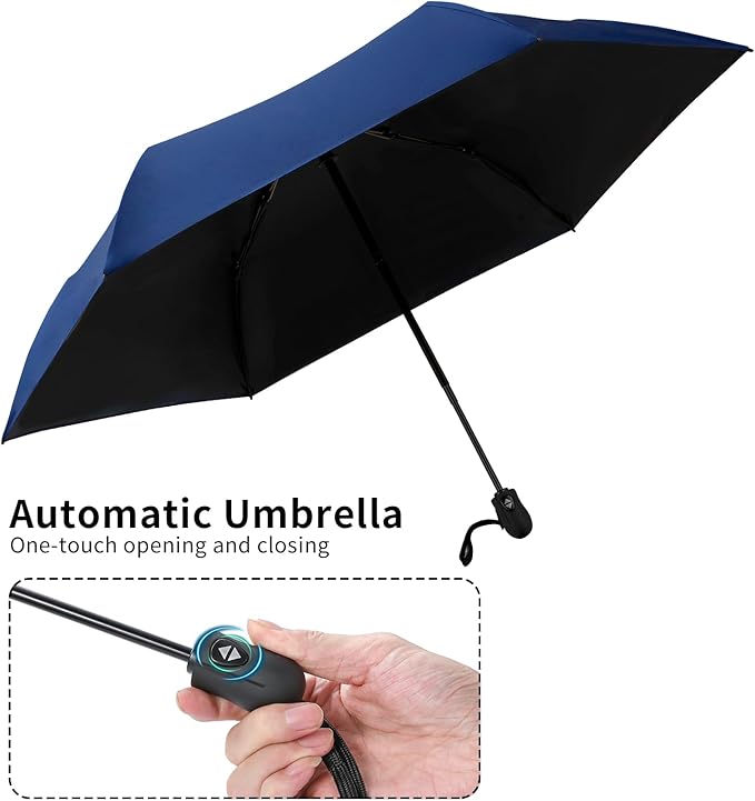 GAOYAING Compact Automatic Travel Umbrella with Case, Mini Small Folding Sun UV, Pocket Purse Umbrella
