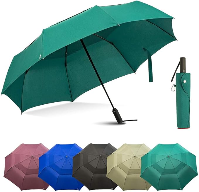 Portobello Large Umbrella For Rain - Big 54 Inch Double Vented Canopy, Folds Into Travel Size, Big Enough To Fit In 2 Adults, Heavy Duty, Sturdy, Windproof W/Auto Open Close