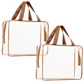 2Pcs Crystal Clear PVC Travel Toiletry Bag Kit for Women Men, Waterproof Vinyl Packing Organizer Storage Bags with Zipper Handle Straps, Cosmetic Pouch Carry on Airport Airline Compliant Bag Handbag