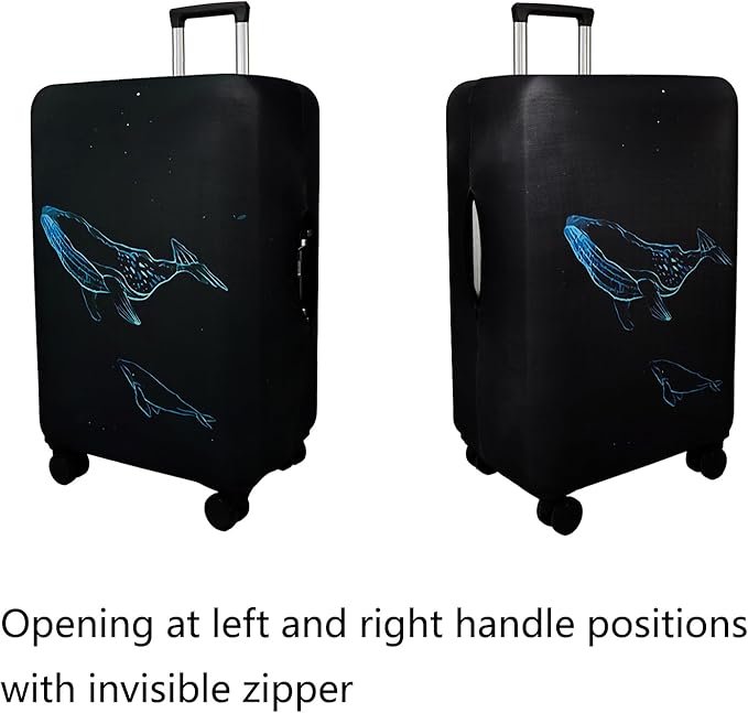 WUJIAONIAO Travel Luggage Cover Baggage Suitcase Cover Protector Skins 18-32 Inch (dolphin, M (for 22-24 inch luggage))