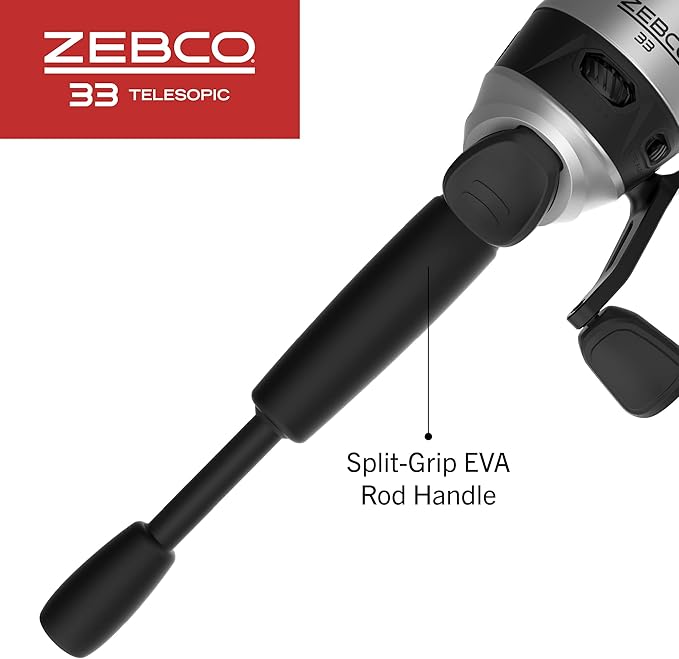 Zebco 33 Spinning Reel and Telescopic Fishing Rod Combo