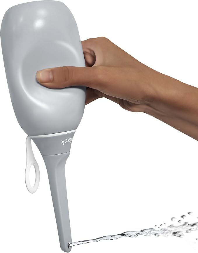 Portable Handheld Bidet Sprayer for Toilet - Unisex High-Pressure Personal Hygiene Bottle, 400ml/13.5oz Large Capacity with Quick-Fill, Collapsible & BPA-Free, Includes Wall Hook (Gray)