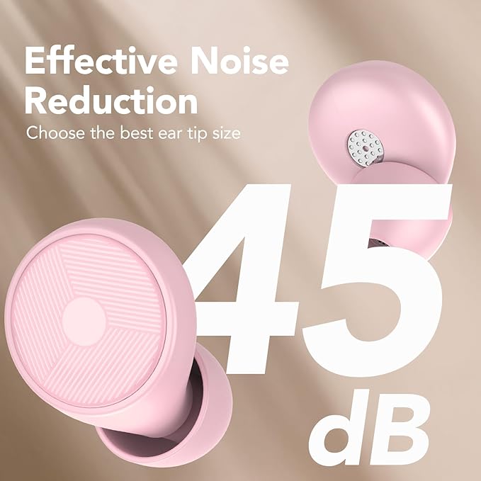 Ear Plugs for Sleeping Noise Cancelling -45dB, Soft and Reusable Silicone Hearing Protection Earplugs with 8 Eartips and Carrying Case, for Sleeping, Concert, Working, Studying, Traveling (Pink)