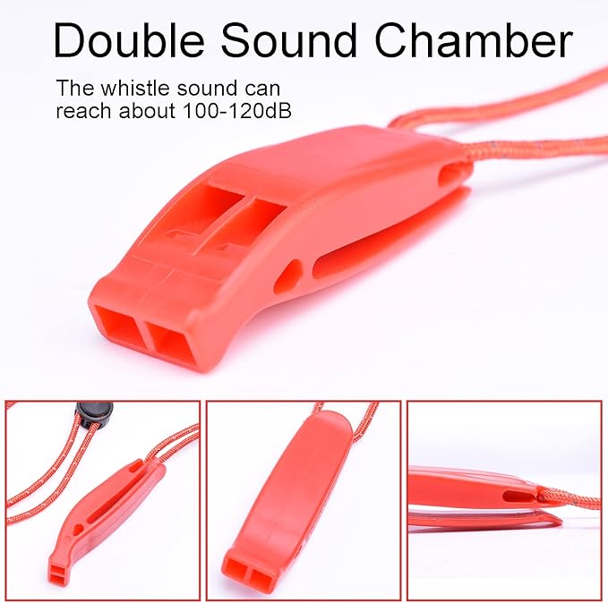 4 Pack Emergency Whistles with Adjustable Reflective Lanyard, Shrill Loud Safety Whistle for Outdoor Survival Hiking Camping Hunting Fishing Kayak Life Vest Jacket Boating Rescue Signaling (Yellow)