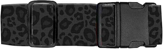 Luggage Straps for Suitcases Travel Belt Accessories, Cute Suitcase Strap, Adjustable Luggage Belt Strap, Heavy Duty with Quick-Release Buckle Luggage Strap Luxury Black Leopard