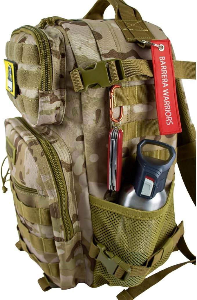 25 L Tactical Backpack: durable military-style backpack with MOLLE system for everyday use, travel, gym, hiking, fishing, camping, and outdoor sports. (MULTICAM CAMO 25L)