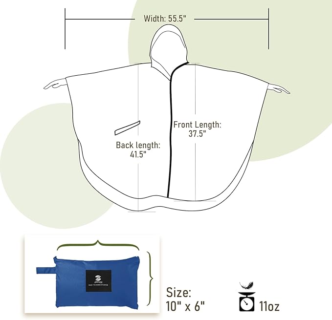 SaphiRose Rain Poncho Jacket Coat Hooded for Adults with Pockets