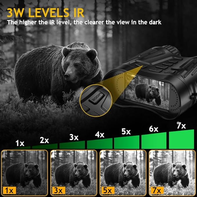 Night Vision Binoculars for Adults, 4K HD Night Vision Goggles with Video Recording, for Men, Boys, Father's Day, Christmas for Outdoor Night Adventure, Wildlife Watching