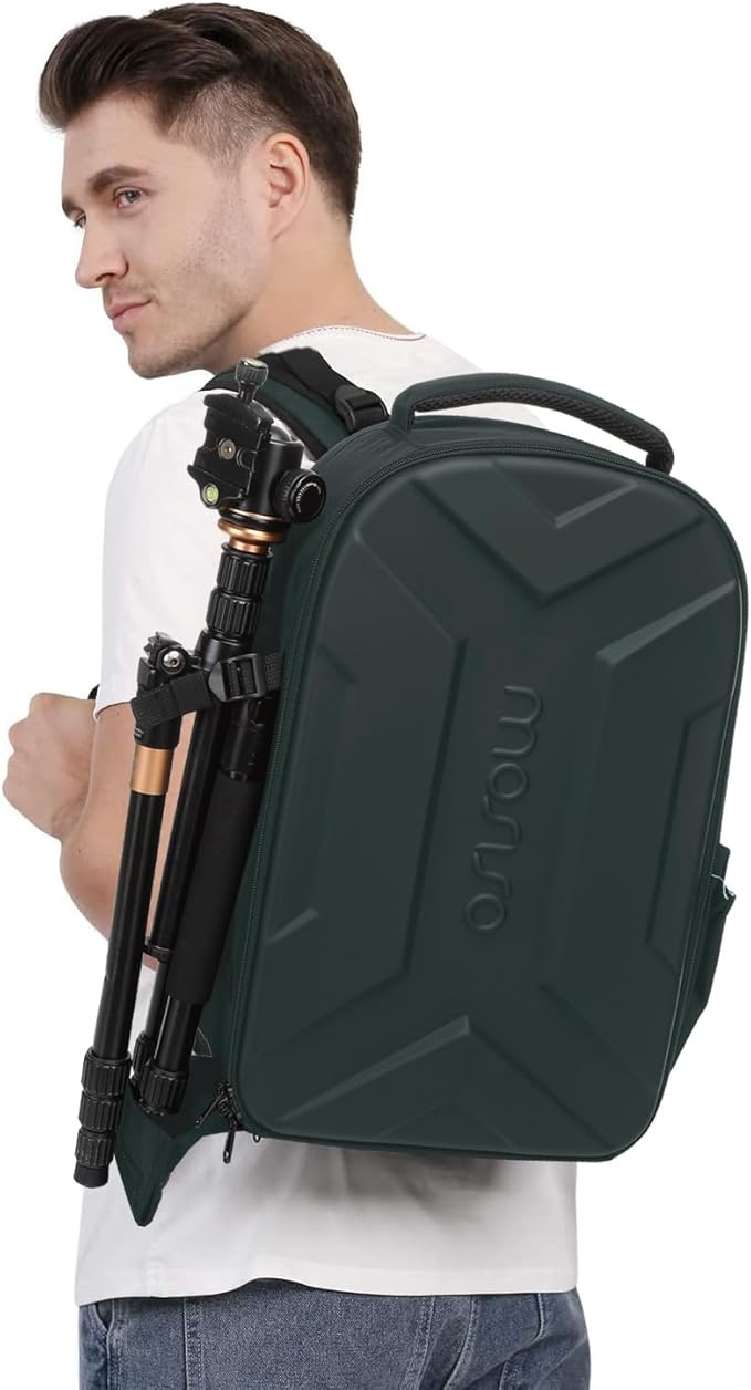 MOSISO Camera Backpack, DSLR/SLR/Mirrorless Photography Camera Bag Waterproof Artistic Geometric Hardshell Case with Tripod Holder&15-16 inch Laptop Compartment for Canon/Nikon/Sony, Emerald Green
