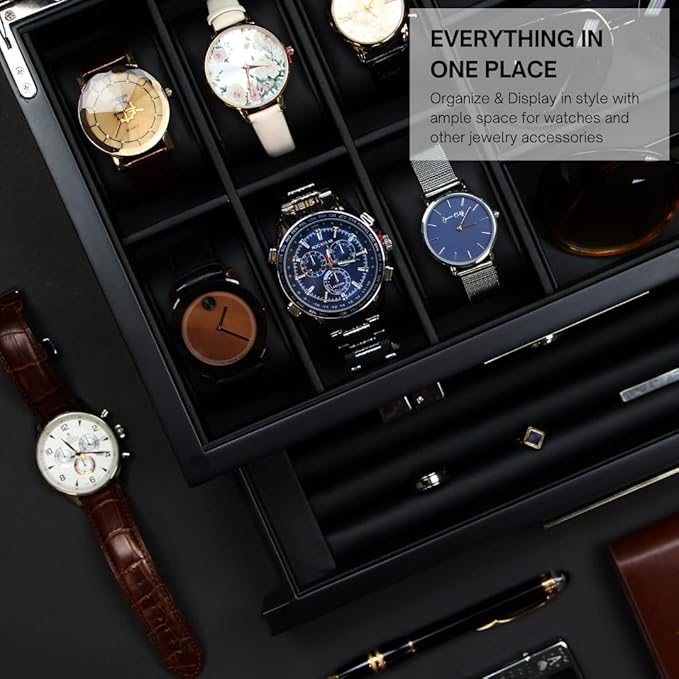 Luxury Watch, Sunglasses and Jeweler Display Case and Organizer (Emerald Love)