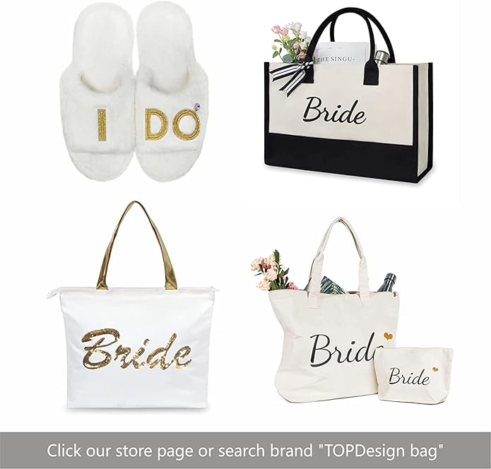 TOPDesign Canvas Tote Bag, Bridal Shower Gifts for Bride, Wedding Bachelorette Bride Gifts Shoulder Bag