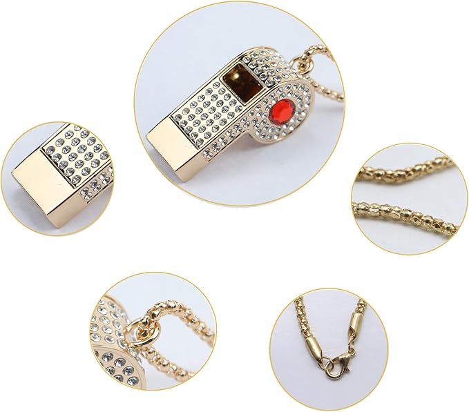Whistle,Rhinestone Sports Whistle with Keychain for Coach/Referee/Training/Lifeguard/Teachers(Gold)