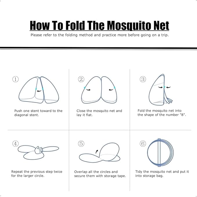 Mosquito Net for Bed, Folded Size 12 inch Portable Camping Travel Mosquito Net, Pop Up Mosquito Tent with Double Entry for King Queen Size Bed (Folded 17 Inch, 59"x79"x59")