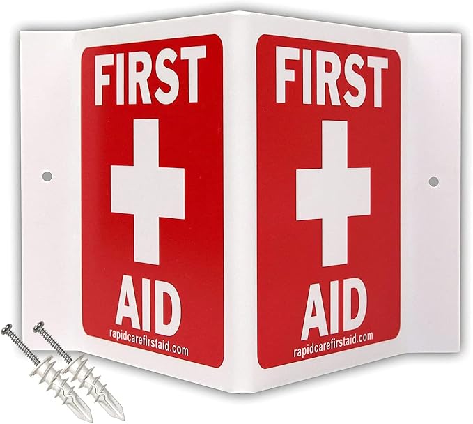 Rapid Care First Aid 863-09-1F 3 Shelf ANSI/OSHA Compliant All Purpose First Aid Cabinet & Medical Station with First Aid Sign, Exceeds OSHA/ANSI 2009, Wall Mountable, White