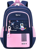 Astronaut-space Kids Backpack for Girls-Boys Elementary Middle School Backpack Book Bags for Girls Lightweight Back Pack pink-blue
