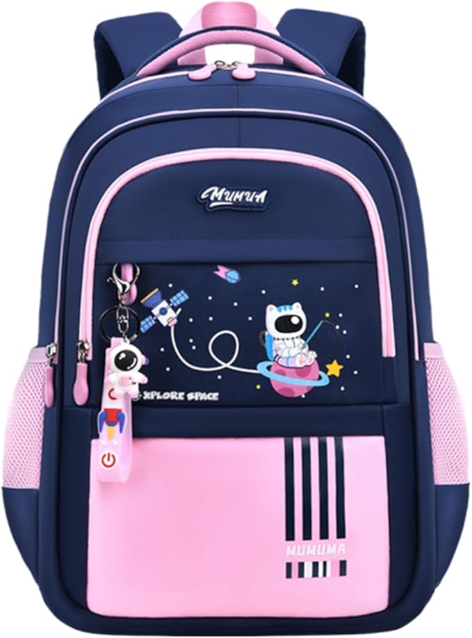 Astronaut-space Kids Backpack for Girls-Boys Elementary Middle School Backpack Book Bags for Girls Lightweight Back Pack pink-blue