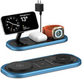 3 in 1 Fast Wireless Charger Stand for iPhone, Foldable Travel Charging Station for Magsafe for iPhone 17/Air/16/15/14/13/12 Series, Apple Watch Series, AirPods pro/2/3/4, Gifts for Women Men (Blue)