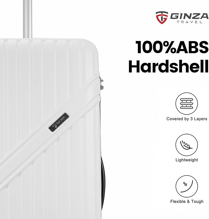 GinzaTravel Luggage Sets 3-Piece Expandable Suitcases with Wheels PC+ABS Durable Hardside Luggage sets TSA lock