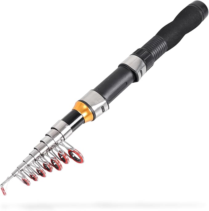 Telescopic Collapsible Extendable Fishing Rod for Saltwater and Freshwater, Lightweight and Compact Design